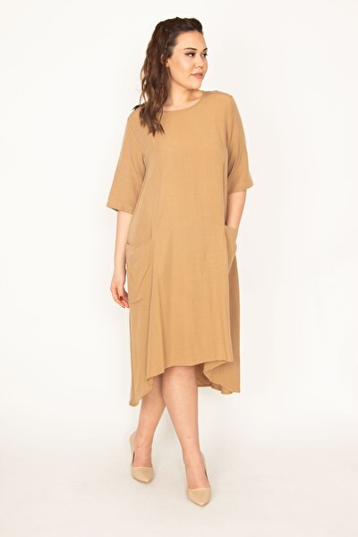 Plus Size Dress - Brown - Wrapover