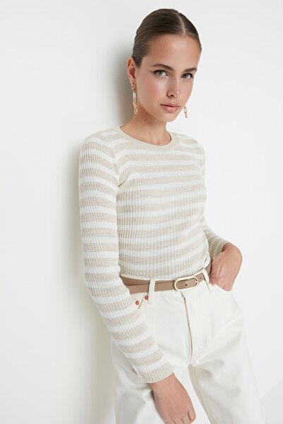Sweater - Beige - Fitted