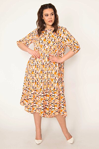 Plus Size Dress - Multi-color - Ruffle hem