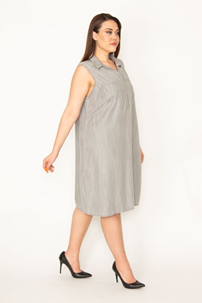 Plus Size Dress - Gray - A-line
