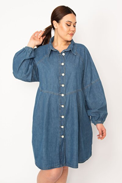 Plus Size Dress - Navy blue - Shirt dress