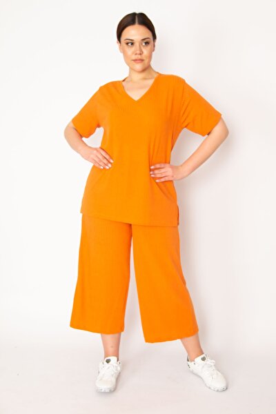 Plus Size Two-Piece Set - Orange - Relaxed fit