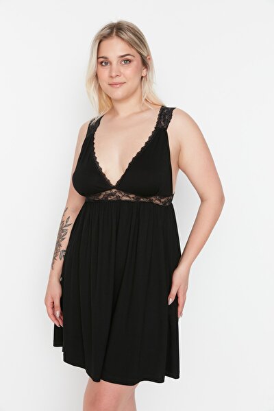 Plus Size Nightgown - Black - Basic