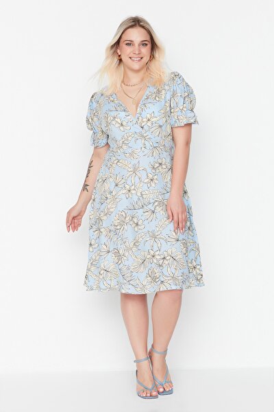 Große Größen in Kleid - Blau - A-Linie