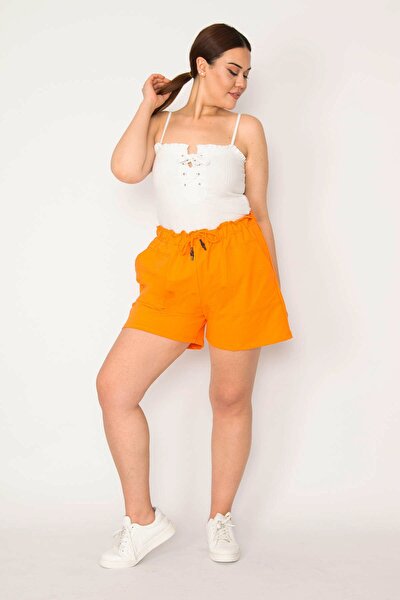 Plus Size Shorts & Bermuda - Orange - Normal Waist