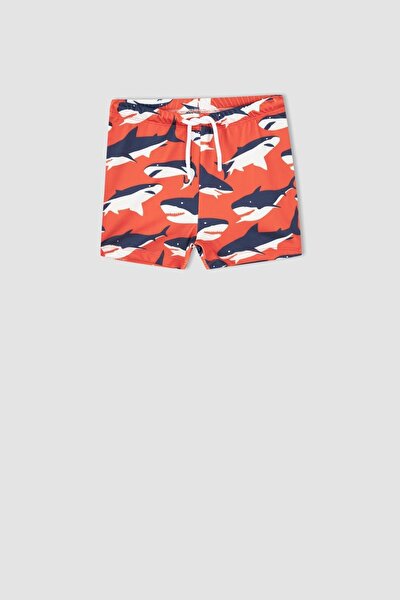 Badeshorts - Rot - Print