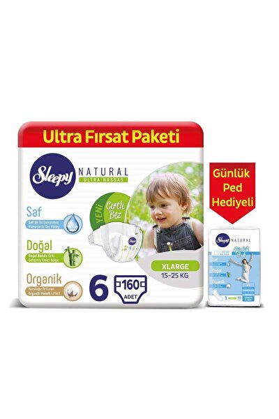 Sleepy Natural No 6 Xlarge 160 Adet Kulot Bebek Bezi Fiyatlari Trendyol