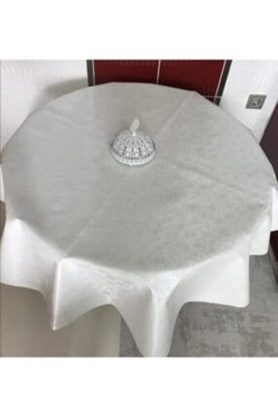elegancev dantel motifli musamba yuvarlak masa ortusu krem renk 150 cm fiyati yorumlari trendyol