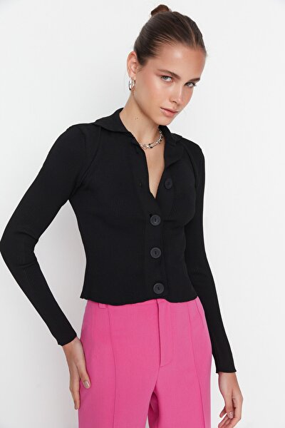Strickjacke - Schwarz - Slim Fit
