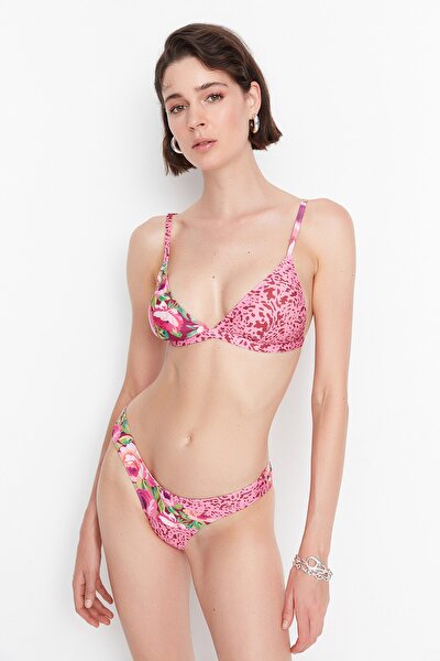 Bikini-Hose - Rosa - Geblümt