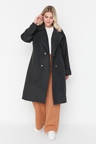 Plus Size Coat - Gray - Basic