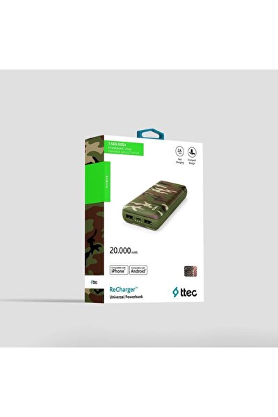 Taşınabilir Power Bank Şarj Aleti Yeşil Kamuflaj Recharger 20.000mah 2bb157yk
