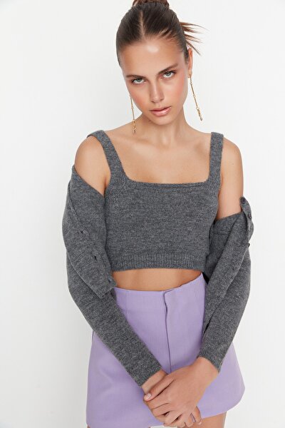 Strickjacke - Grau - Slim Fit