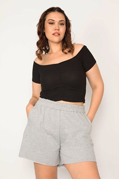 Plus Size Shorts & Bermuda - Gray - Normal Waist