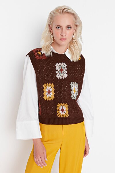 Sweater Vest - Brown - Regular fit