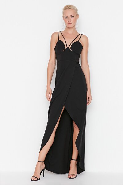 Evening & Prom Dress - Black - Wrapover