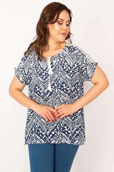 Plus Size Blouse - Navy blue - Regular fit