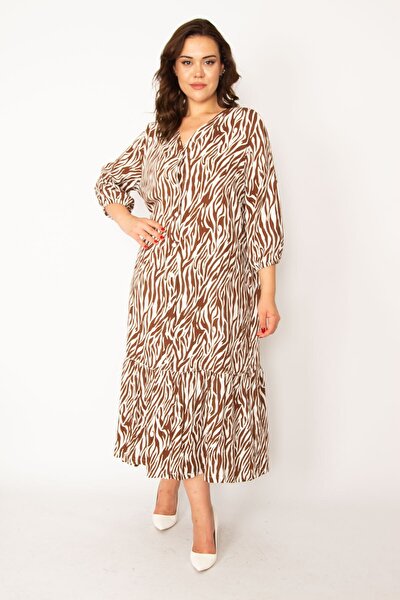 Plus Size Dress - Brown - Basic