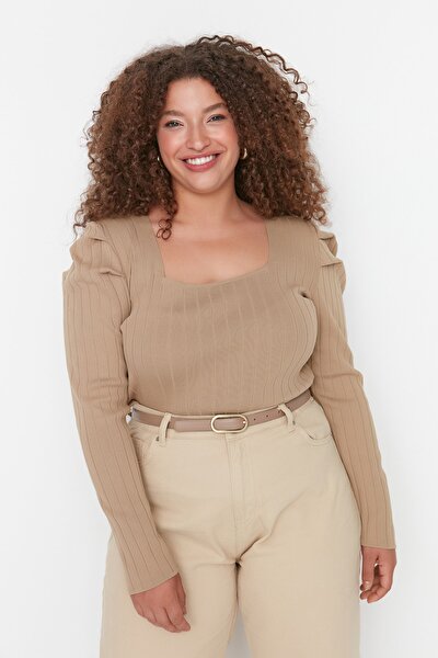 Plus Size Blouse - Beige - Slim fit