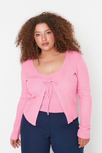 Plus Size Cardigan - Pink - Regular fit