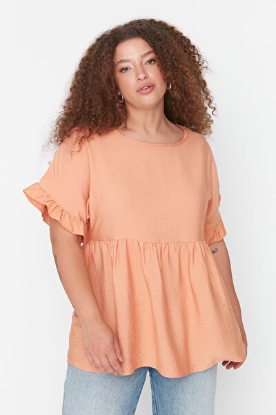 Plus Size Blouse - Orange - Oversize