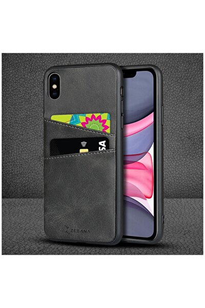 Apple Iphone Xs Max Kılıf Zebana Swank Cepli Kılıf Siyah