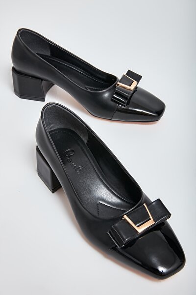 Siyah Rugan Kadın Klasik Topuklu Ayakkabı M0840819098
