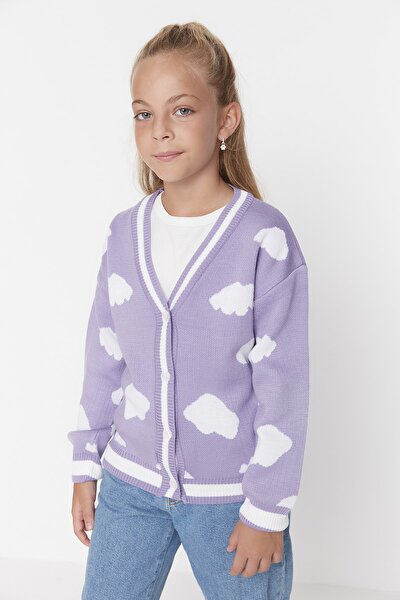 Strickjacke - Lila - Figurbetont
