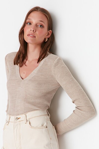Pullover - Beige - Slim Fit