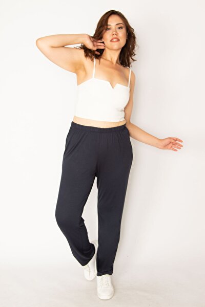 Plus Size Pants - Navy blue - Straight