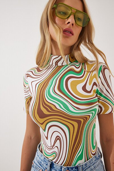Bluse - Beige - Figurbetont