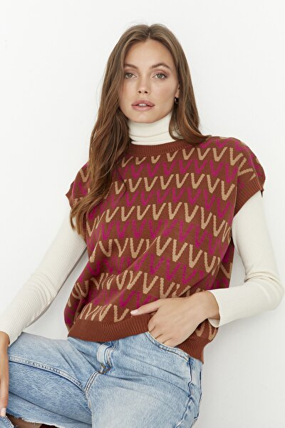 Sweater Vest - Brown - Oversize