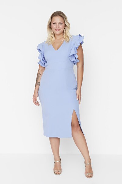 Plus Size Dress - Blue - Bodycon