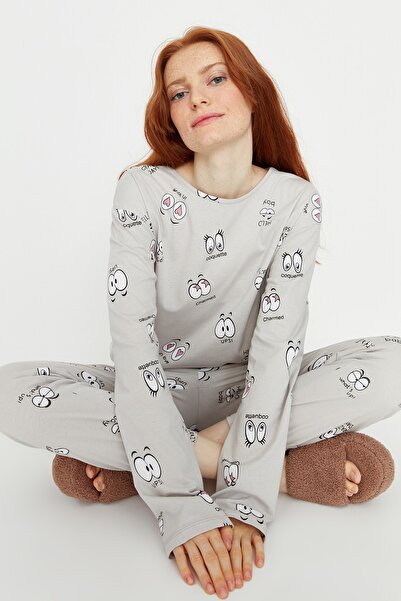 Pyjama - Grau - Mit Slogan