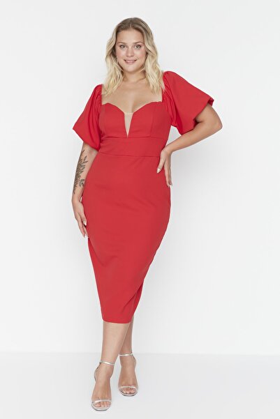 Plus Size Dress - Red - Bodycon