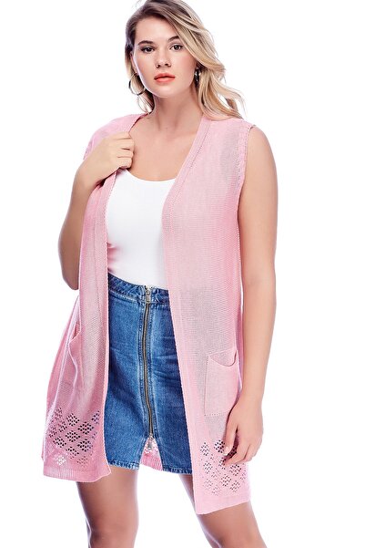 Plus Size Vest - Pink - Double-breasted