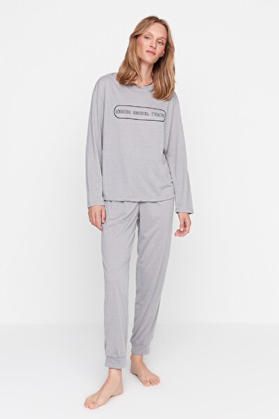 Pyjama - Grau - Mit Slogan