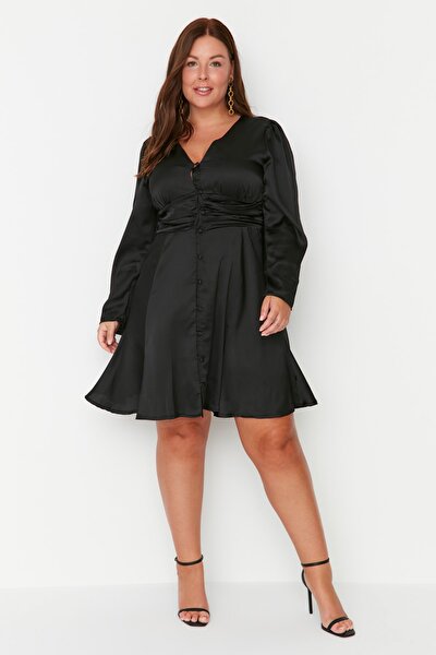 Plus Size Dress - Black - A-line
