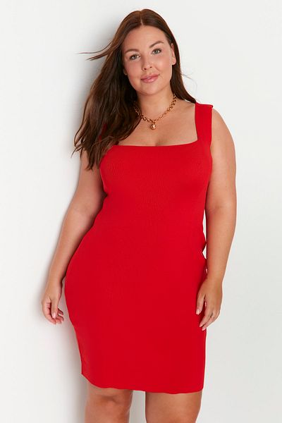 Plus Size Dress - Red - Bodycon
