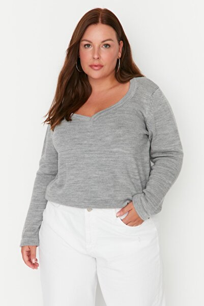 Plus Size Sweater - Gray - Regular fit