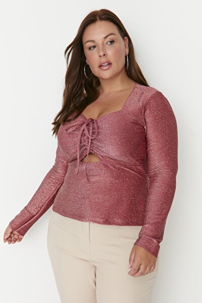 Plus Size Blouse - Pink - Fitted