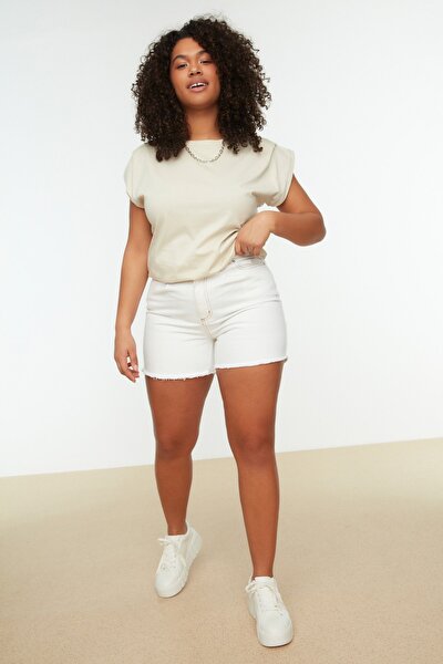 Plus Size Shorts & Bermuda - White - Normal Waist