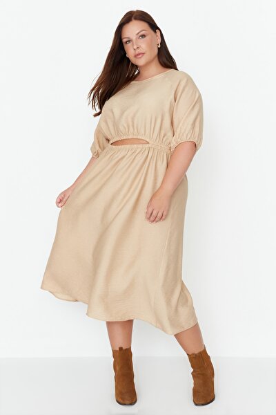 Plus Size Dress - Brown - A-line