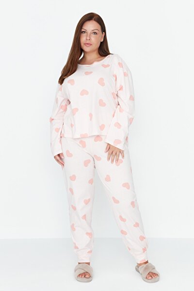 Große Größen in Pyjama-Set - Rosa - Herz