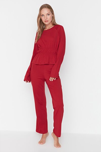 Pajama Set - Burgundy - Plain