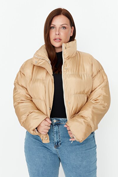 Plus Size Winterjacket - Brown - Puffer