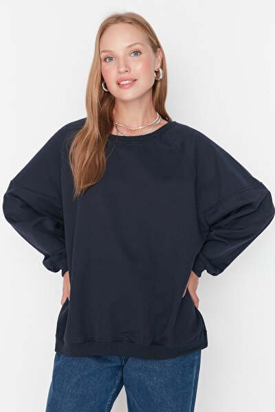 Sweatshirt - Dunkelblau - Oversized