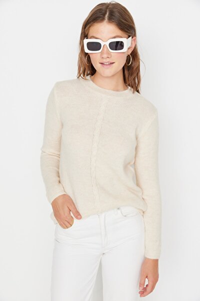 Trendyol Camicetta Donna Regular Fit In Lino 100% - Girocollo, Senza Maniche, Colore Beige, Taglia S (36)