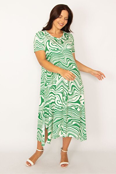 Plus Size Dress - Green - A-line