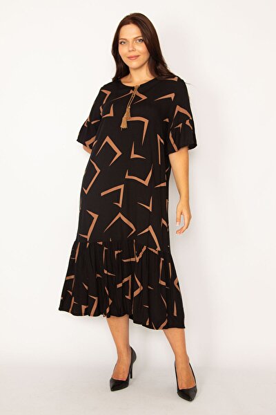 Große Größen in Kleid - Braun - A-Linie